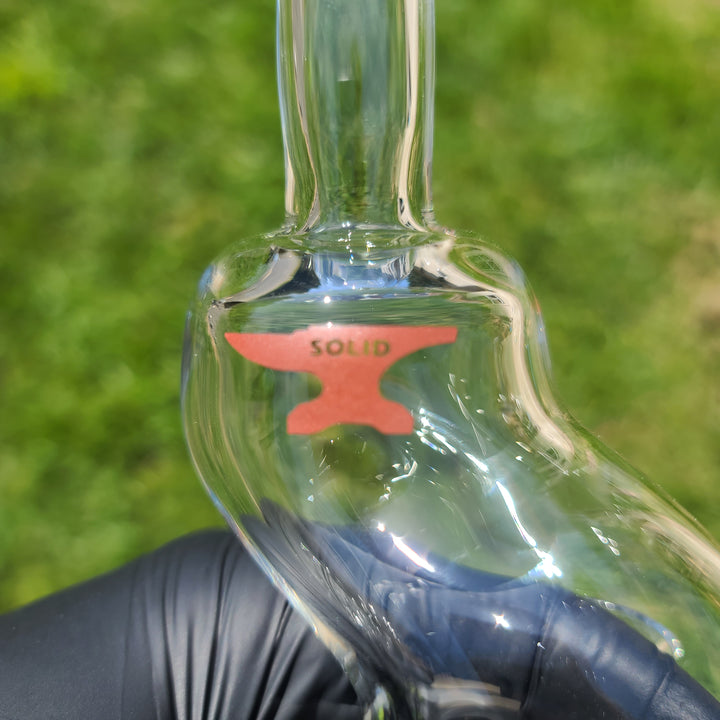 Solid Glass 11" Zong Bubbler Glass Pipe Solid Glass Red Logo  