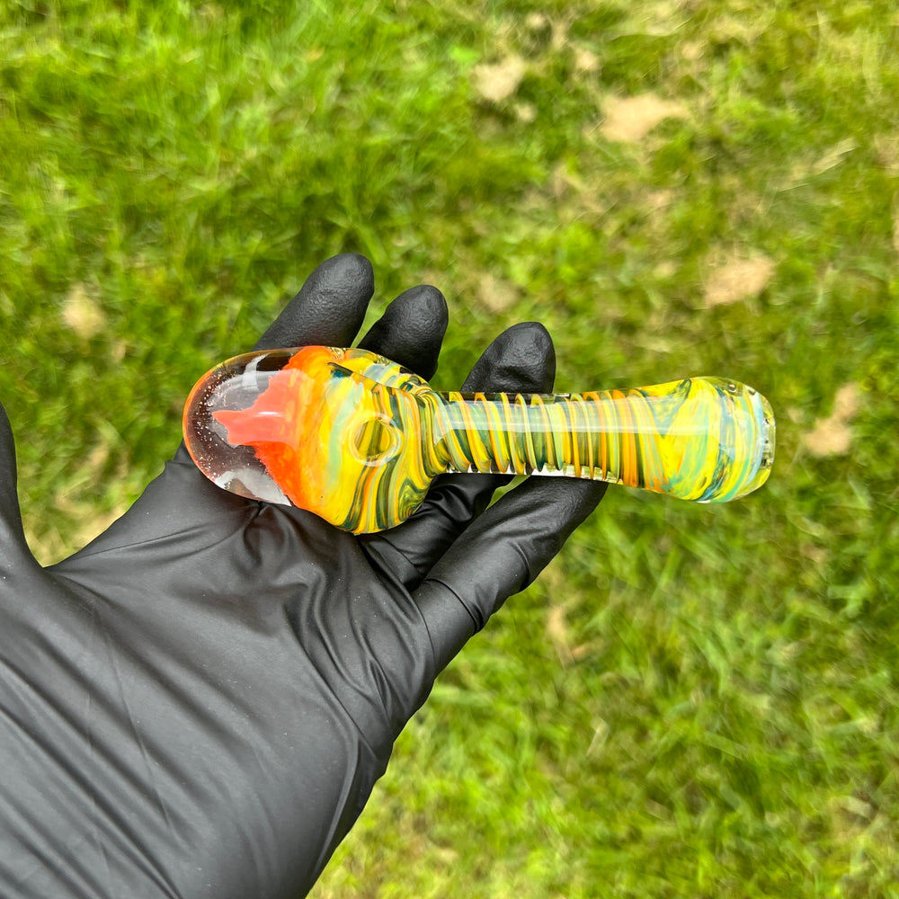 Orange Alien Brain Honeycomb Glass Pipe Plug a Nug   