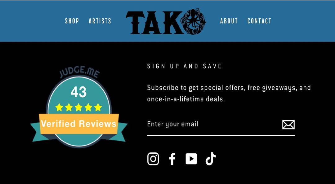 Sign Up for Our Newsletter - Tako Glass