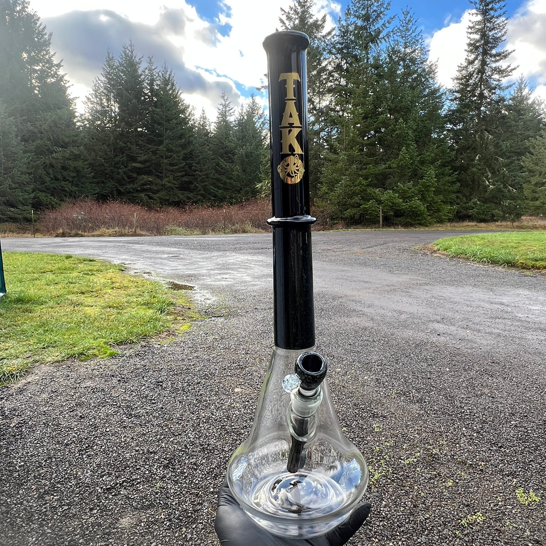 Black and Gold Opal Bong Glass Pipe Tako Glass   