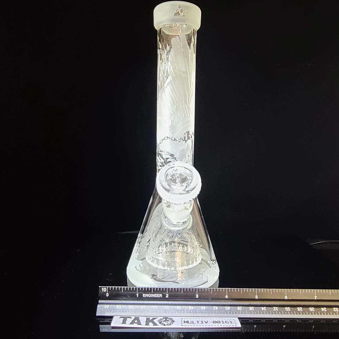 Blood Feud 11" Glass Beaker Bong With Collins Perc Glass Pipe Milkyway   