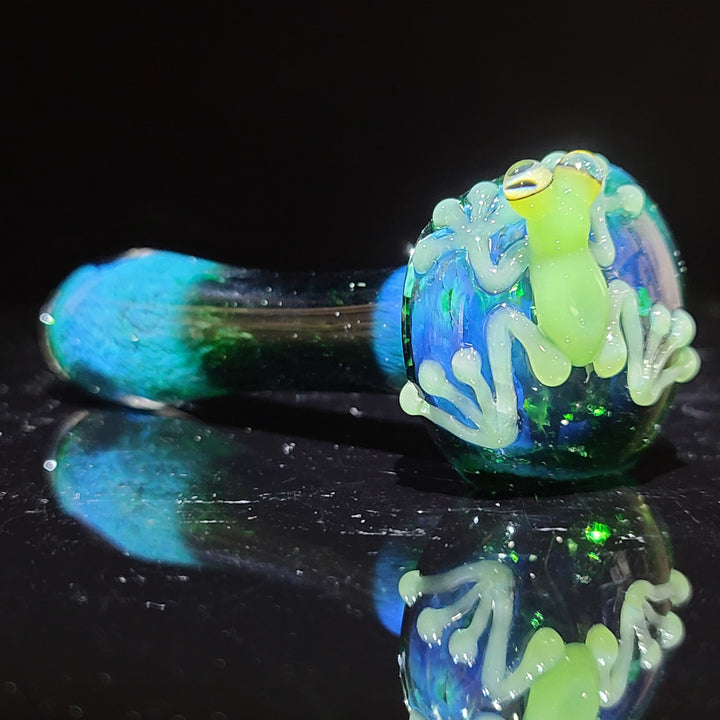 Green Happy Frog Pipe Glass Pipe Beezy Glass   