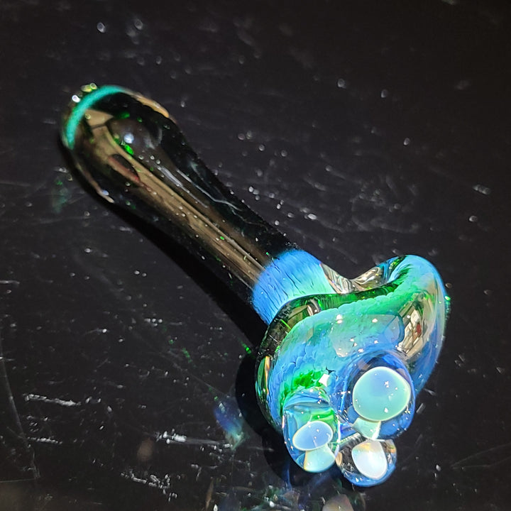 Green Mushroom Pipe with Opal Glass Pipe Beezy Glass   