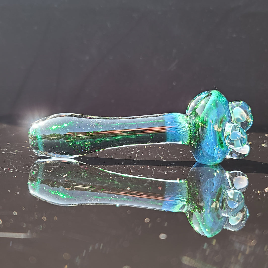 Green Mushroom Pipe with Opal Glass Pipe Beezy Glass   