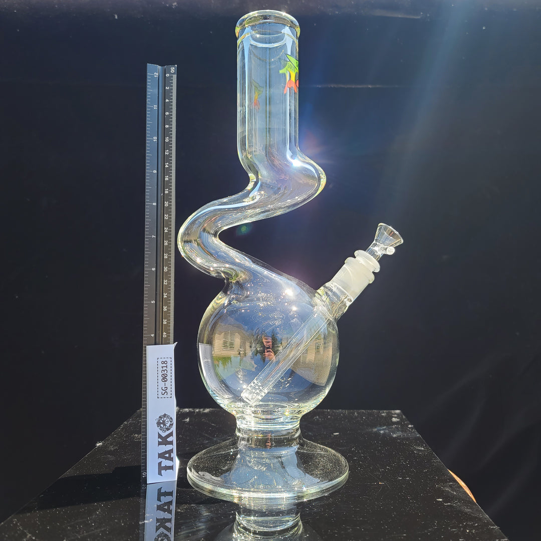 Solid Glass 14" Round and Wavy Bubbler Glass Pipe Solid Glass   