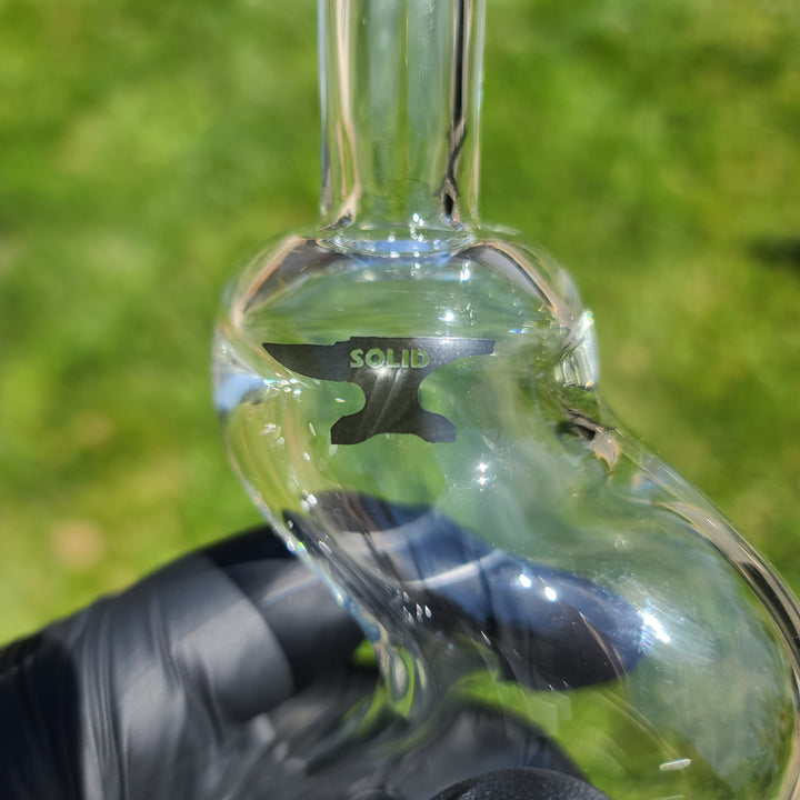 Solid Glass 11" Zong Bubbler Glass Pipe Solid Glass Black Logo  