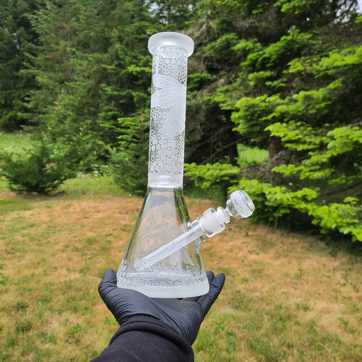 Bee Hive 14" Clear Glass Beaker Bong Glass Pipe Milkyway   