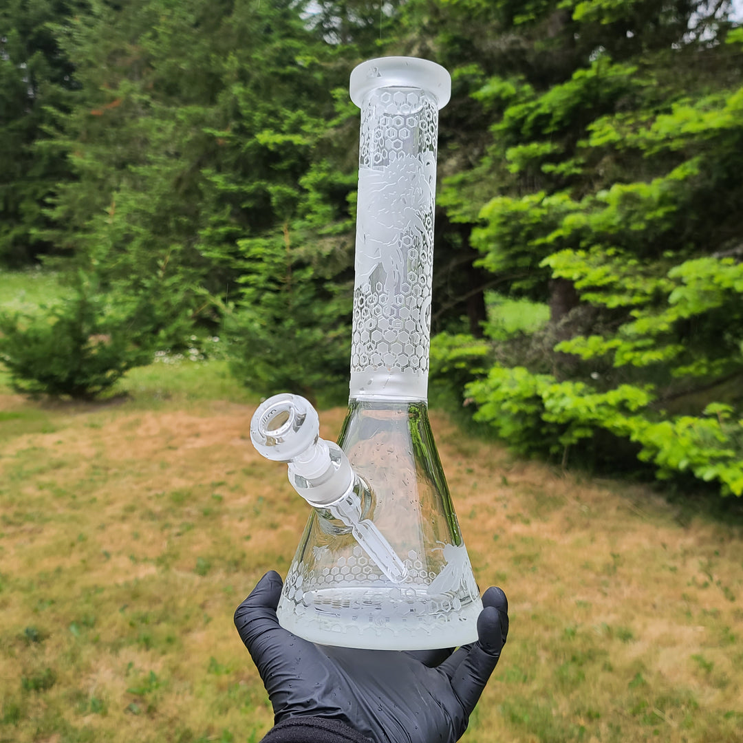 Bee Hive 14" Clear Glass Beaker Bong Glass Pipe Milkyway   