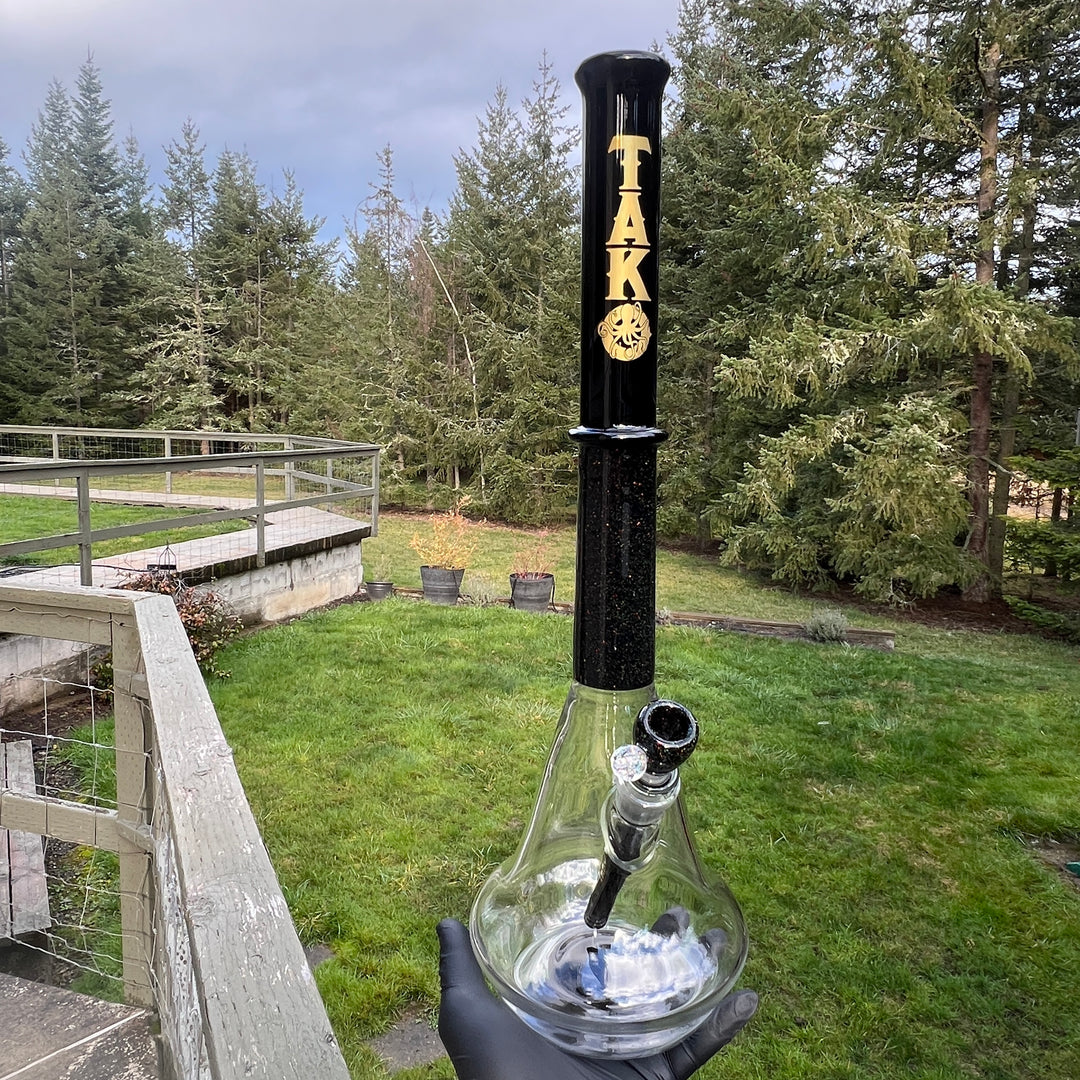 Black and Gold Opal Bong Glass Pipe Tako Glass   