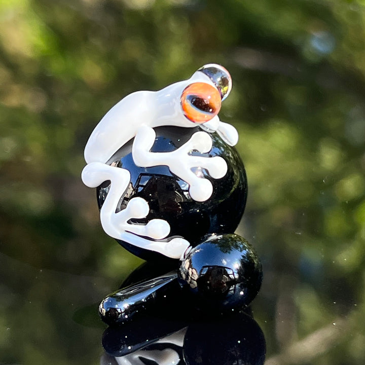 Black and White Frog Terp Slurper Marble Set Accessory Beezy Glass   