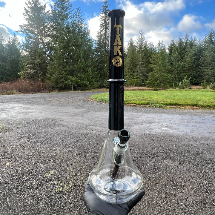 Black and Gold Opal Bong Glass Pipe Tako Glass   