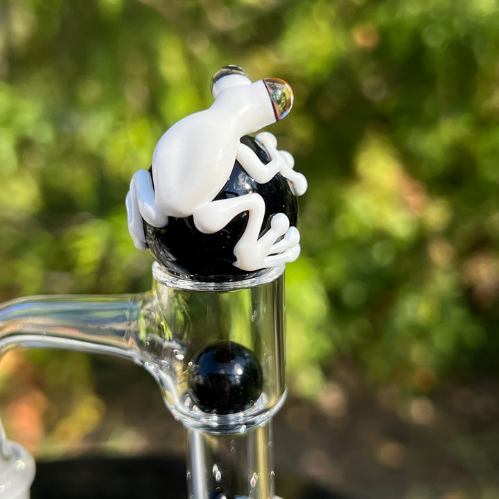 Black and White Frog Terp Slurper Marble Set Accessory Beezy Glass   