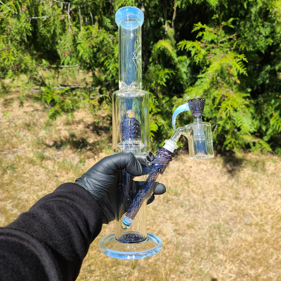 Augy 15" Straight Shower Linework Bong Glass Pipe Augy Glass   