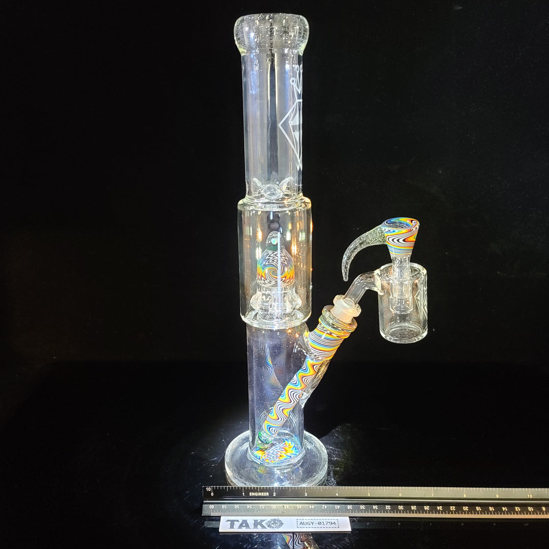Augy 15" Straight Shower Wig Wag Linework Bong Glass Pipe Augy Glass   