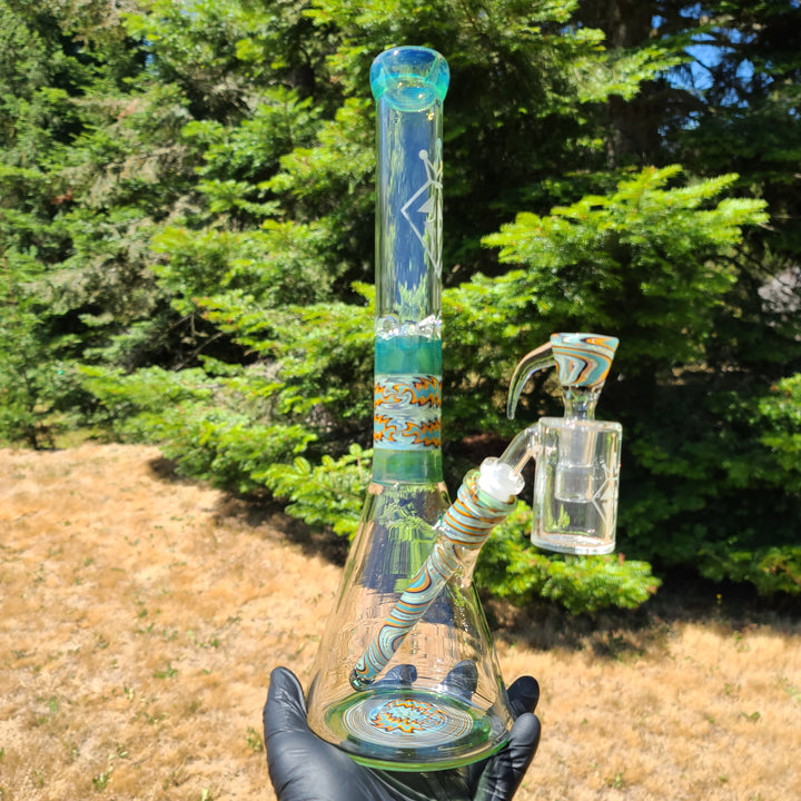 Augy 15" Linework Beaker Bong Glass Pipe Augy Glass   