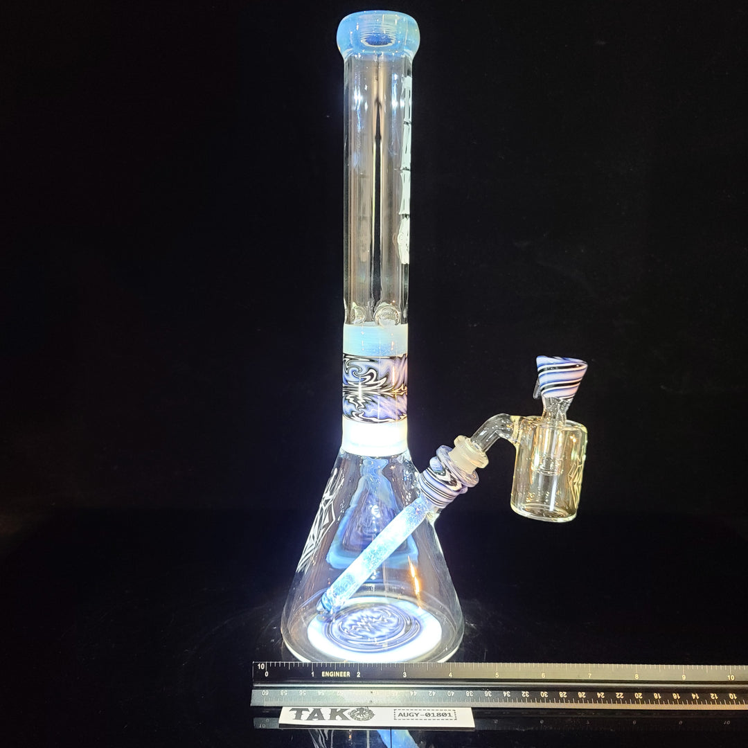 Augy x Tako Collab 15" Linework Beaker Bong Glass Pipe Augy Glass   