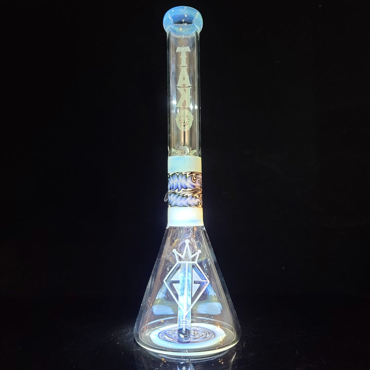 Augy x Tako Collab 15" Linework Beaker Bong Glass Pipe Augy Glass   