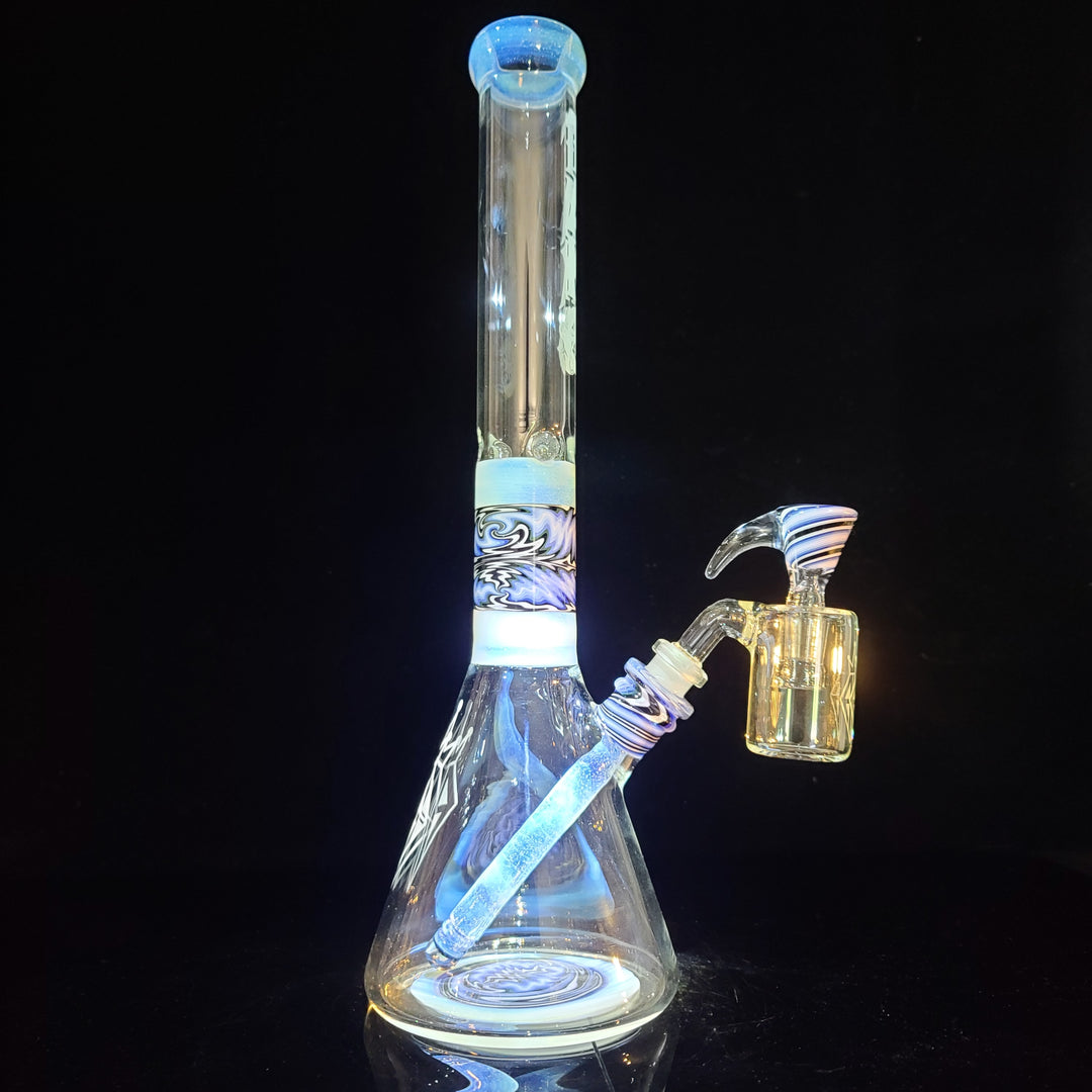 Augy x Tako Collab 15" Linework Beaker Bong Glass Pipe Augy Glass   