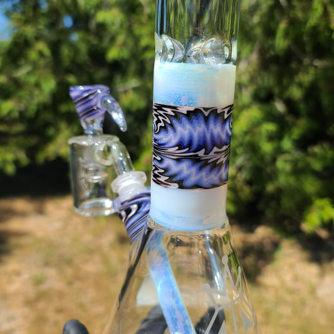 Augy x Tako Collab 15" Linework Beaker Bong Glass Pipe Augy Glass   