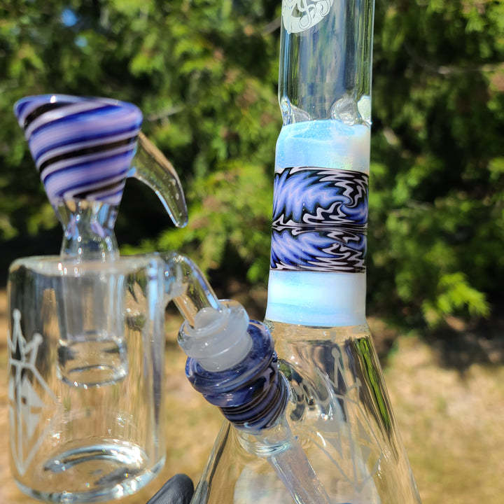 Augy x Tako Collab 15" Linework Beaker Bong Glass Pipe Augy Glass   