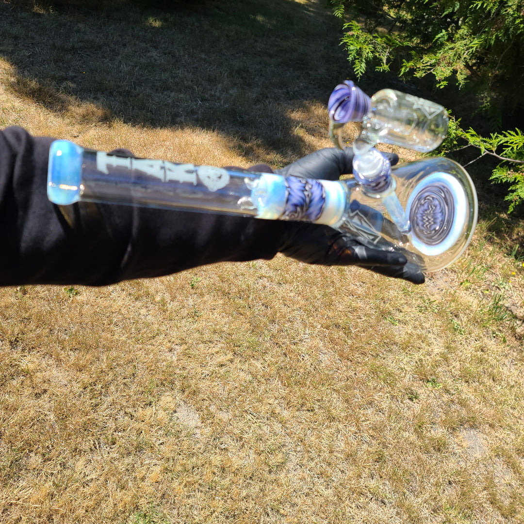 Augy x Tako Collab 15" Linework Beaker Bong Glass Pipe Augy Glass   