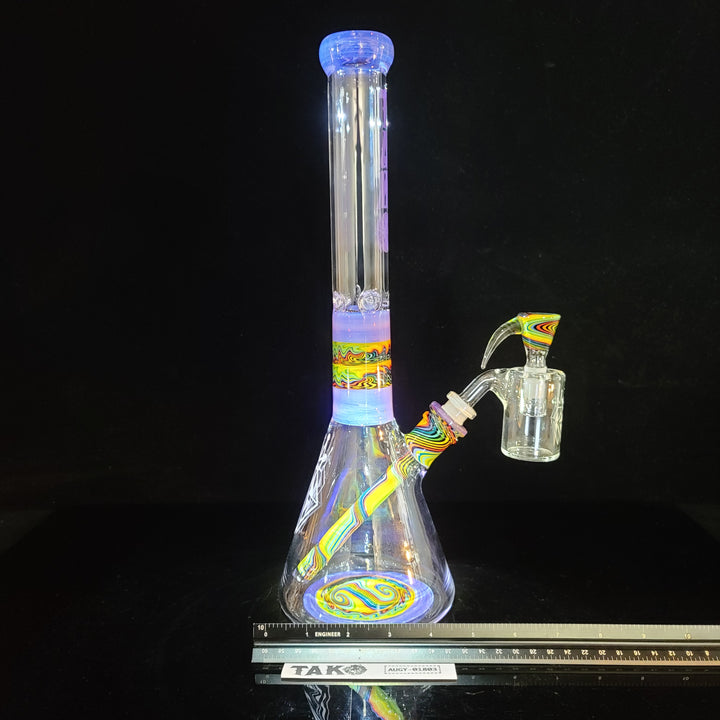 Purple Augy x Tako Collab 15" Linework Beaker Bong Glass Pipe Augy Glass   