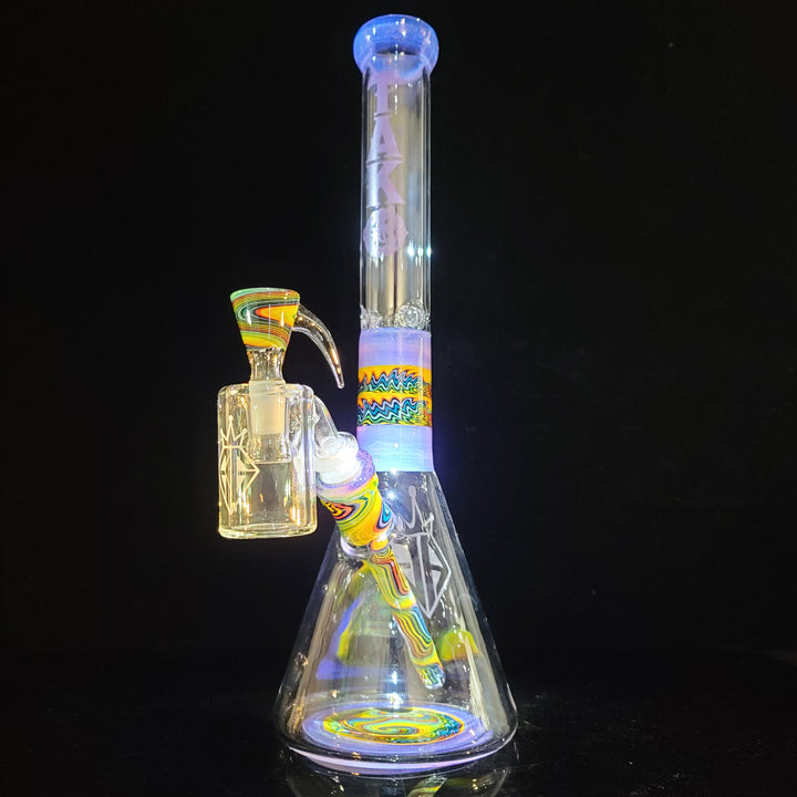 Purple Augy x Tako Collab 15" Linework Beaker Bong Glass Pipe Augy Glass   