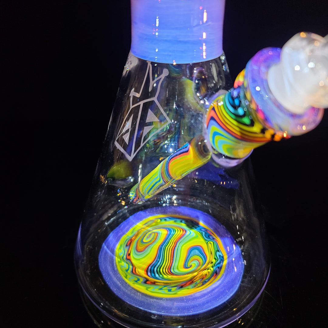 Purple Augy x Tako Collab 15" Linework Beaker Bong Glass Pipe Augy Glass   