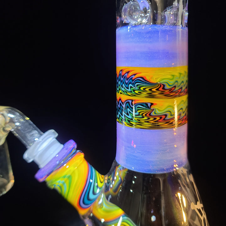 Purple Augy x Tako Collab 15" Linework Beaker Bong Glass Pipe Augy Glass   