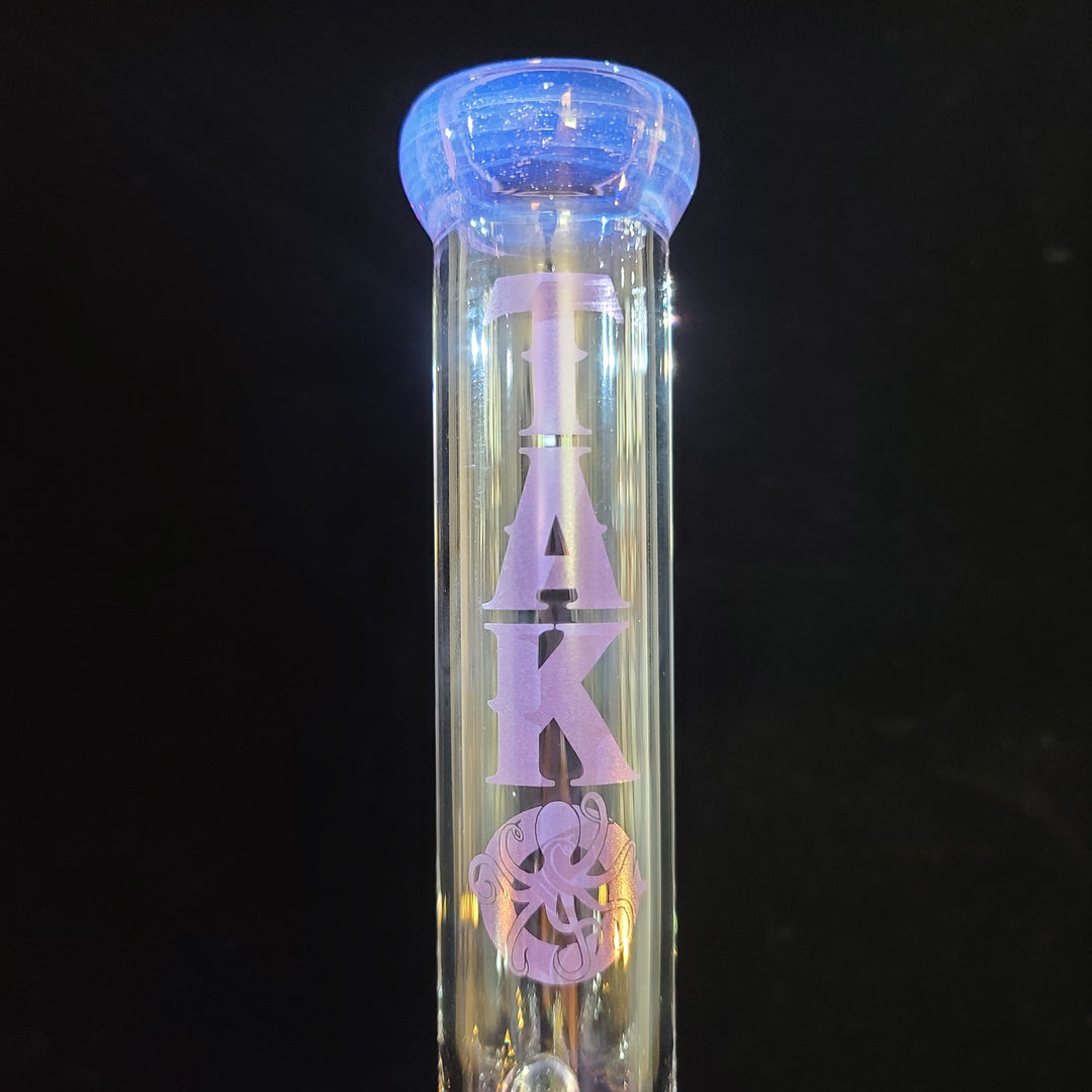 Purple Augy x Tako Collab 15" Linework Beaker Bong Glass Pipe Augy Glass   
