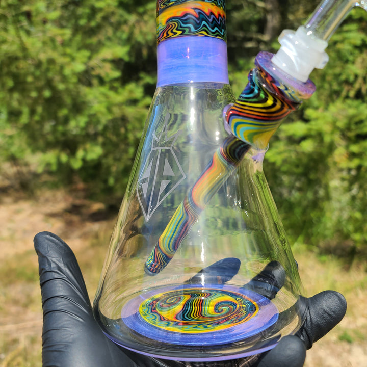 Purple Augy x Tako Collab 15" Linework Beaker Bong Glass Pipe Augy Glass   