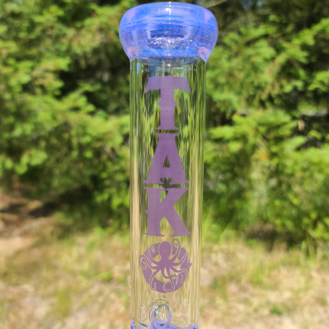 Purple Augy x Tako Collab 15" Linework Beaker Bong Glass Pipe Augy Glass   