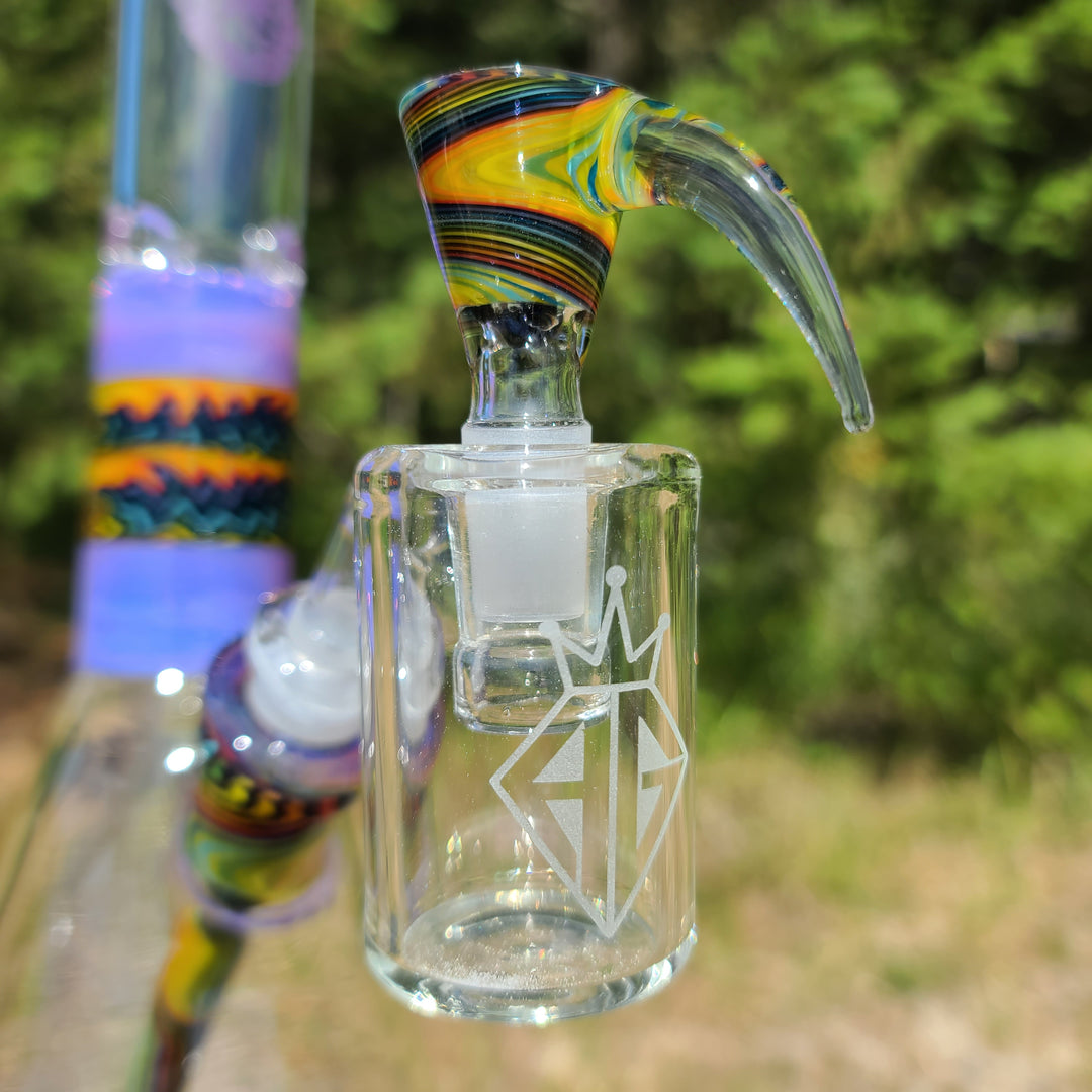 Purple Augy x Tako Collab 15" Linework Beaker Bong Glass Pipe Augy Glass   