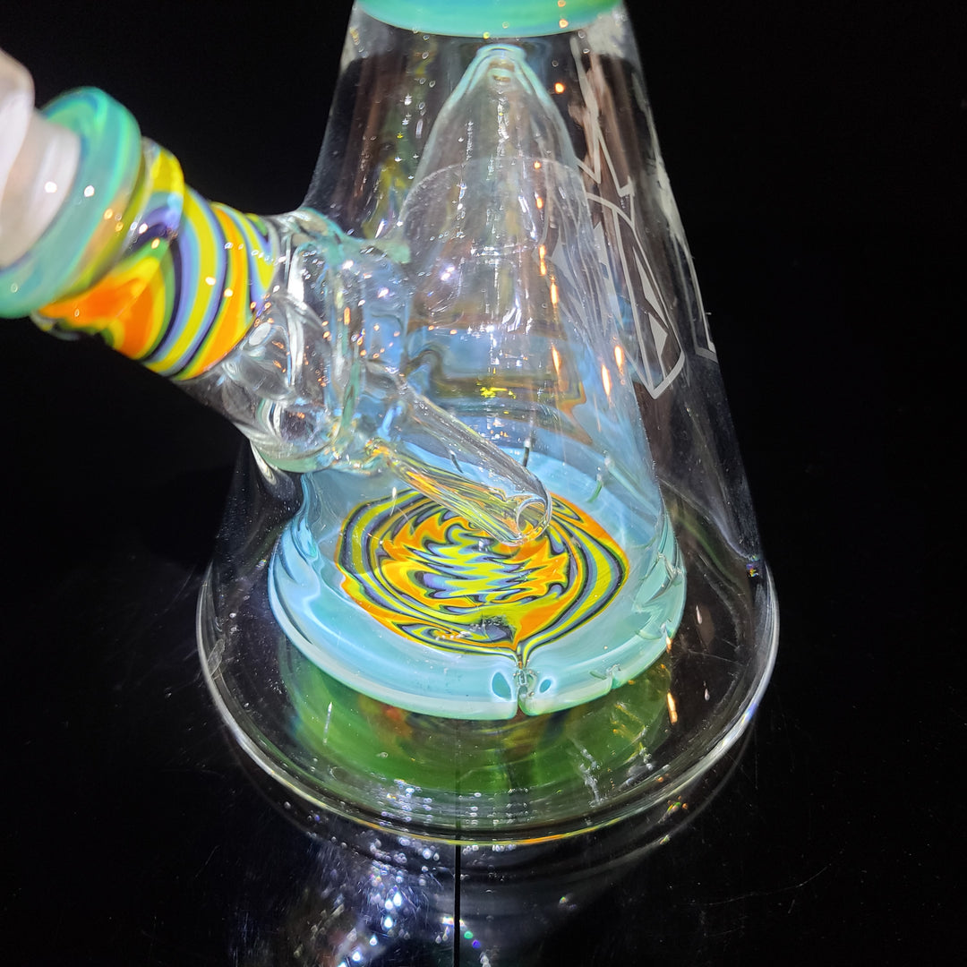 Augy 15" Linework Collins Perc 38 mm Beaker Bong Glass Pipe Augy Glass   