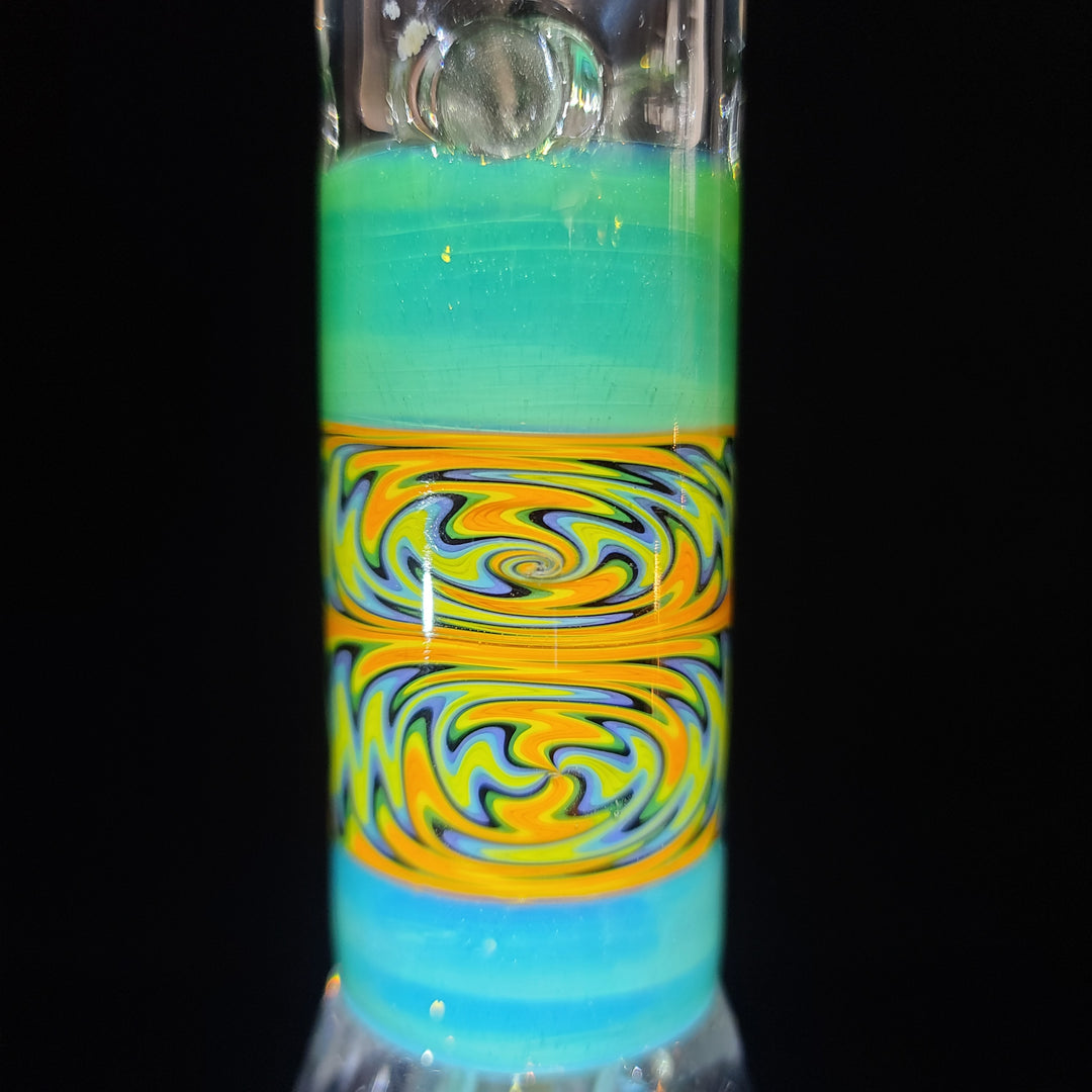 Augy 15" Linework Collins Perc 38 mm Beaker Bong Glass Pipe Augy Glass   