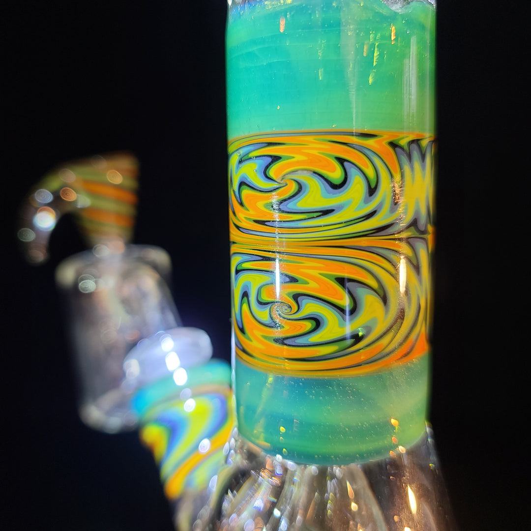 Augy 15" Linework Collins Perc 38 mm Beaker Bong Glass Pipe Augy Glass   