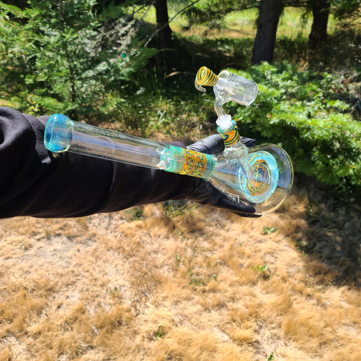 Augy 15" Linework Collins Perc 38 mm Beaker Bong Glass Pipe Augy Glass   