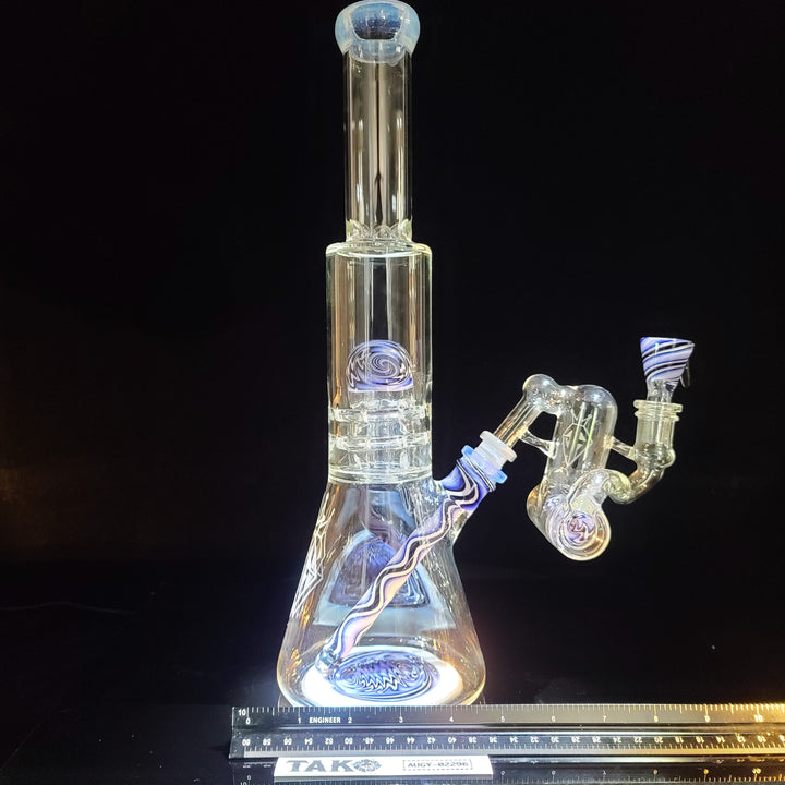 Augy 15" Linework Brick Stack Beaker Bong with Inline Ash Catcher Glass Pipe Augy Glass   