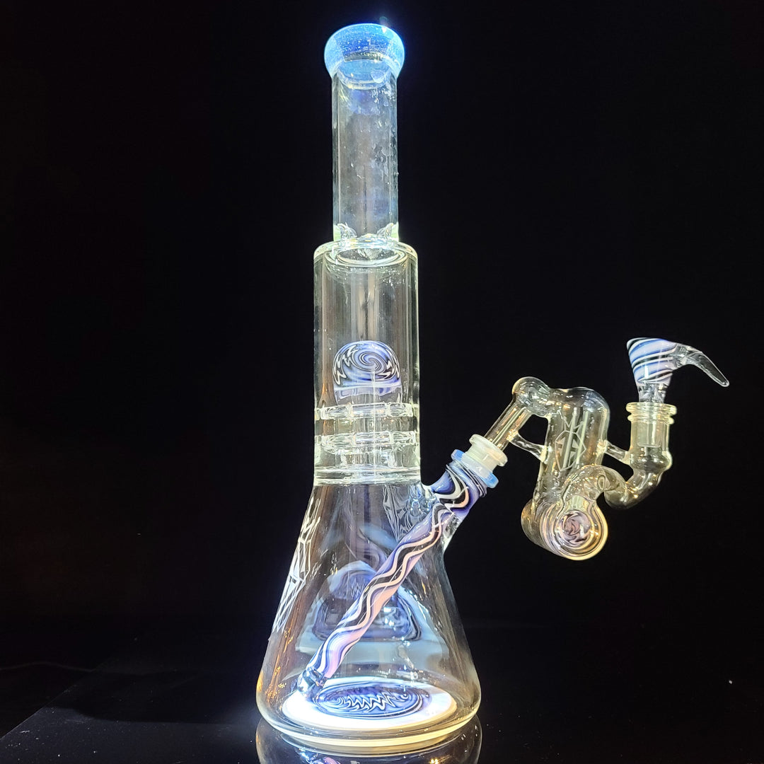 Augy 15" Linework Brick Stack Beaker Bong with Inline Ash Catcher Glass Pipe Augy Glass   