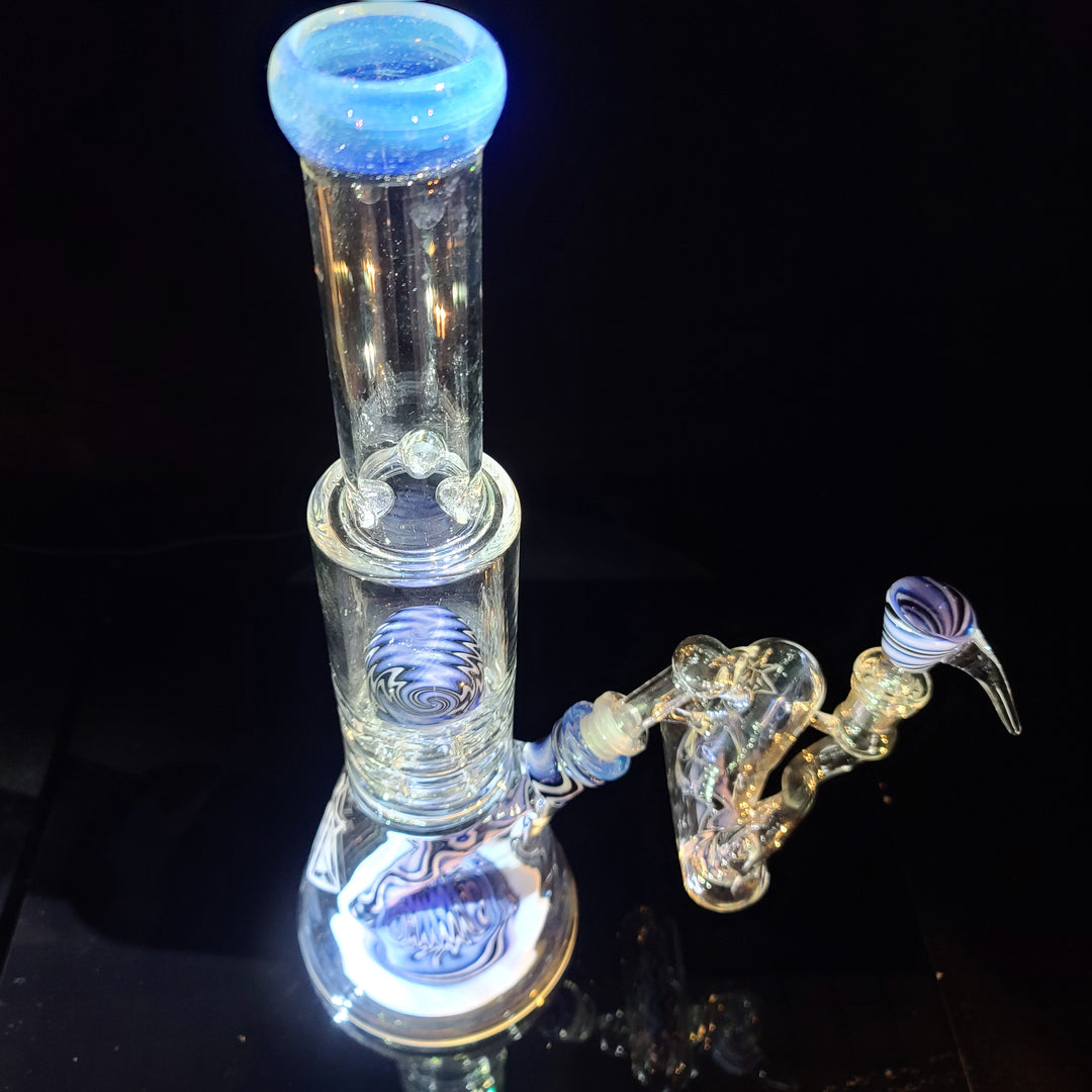 Augy 15" Linework Brick Stack Beaker Bong with Inline Ash Catcher Glass Pipe Augy Glass   