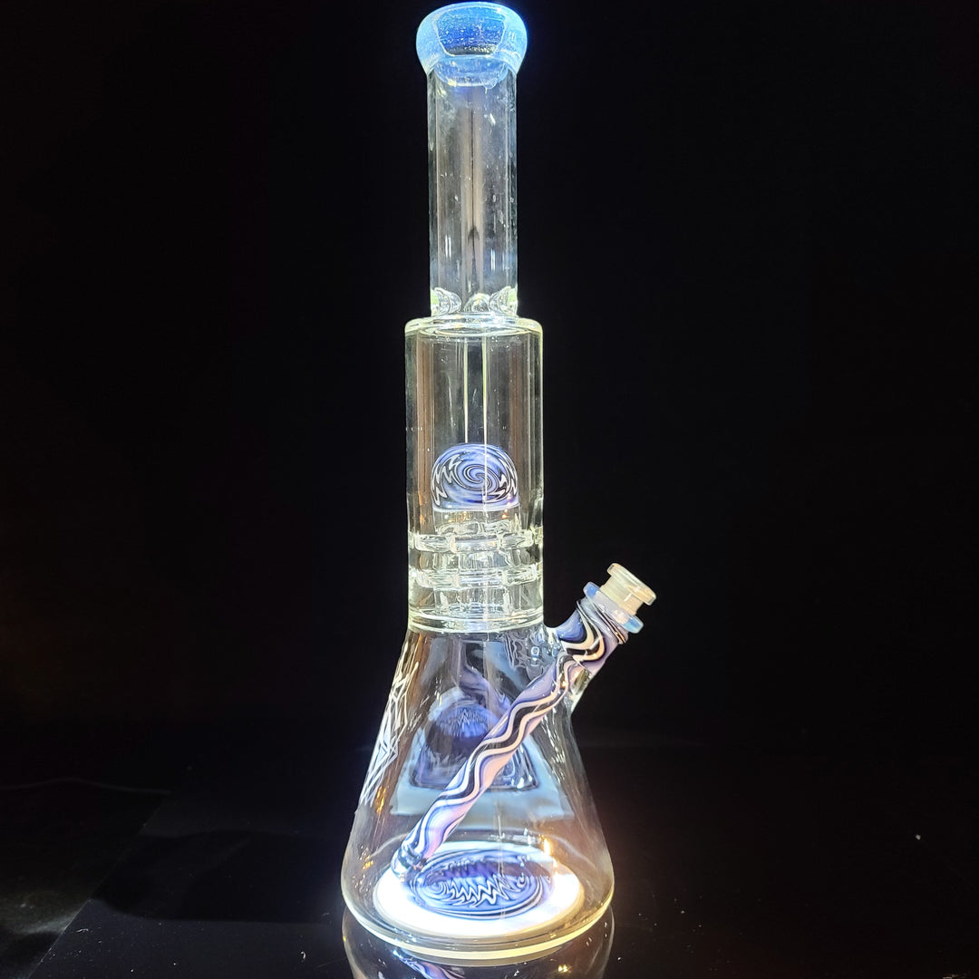 Augy 15" Linework Brick Stack Beaker Bong with Inline Ash Catcher Glass Pipe Augy Glass   