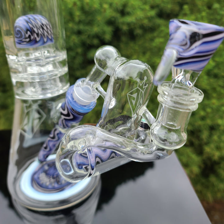 Augy 15" Linework Brick Stack Beaker Bong with Inline Ash Catcher Glass Pipe Augy Glass   