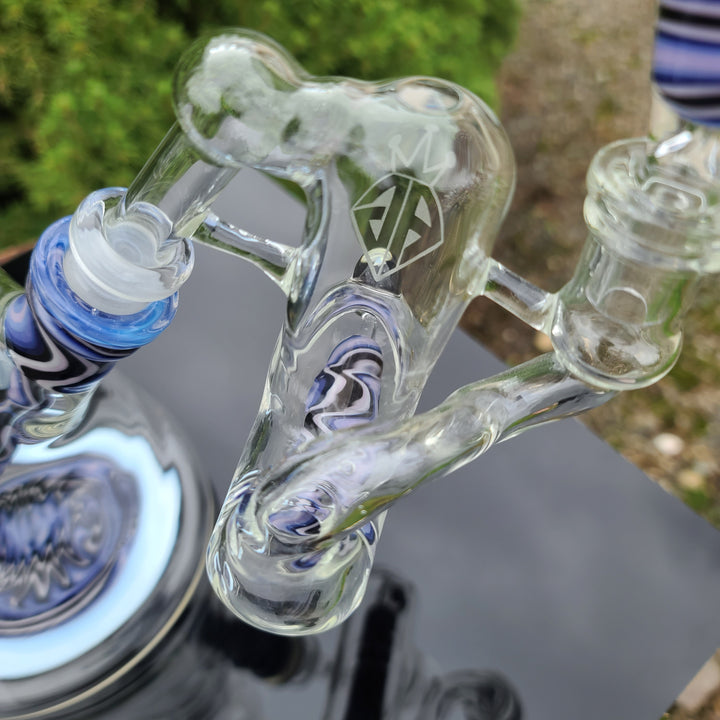 Augy 15" Linework Brick Stack Beaker Bong with Inline Ash Catcher Glass Pipe Augy Glass   