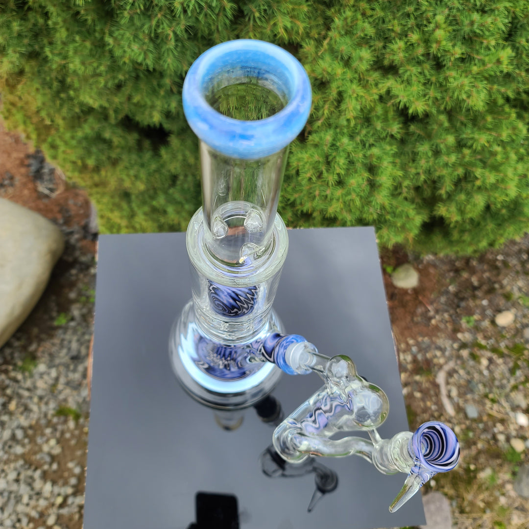 Augy 15" Linework Brick Stack Beaker Bong with Inline Ash Catcher Glass Pipe Augy Glass   