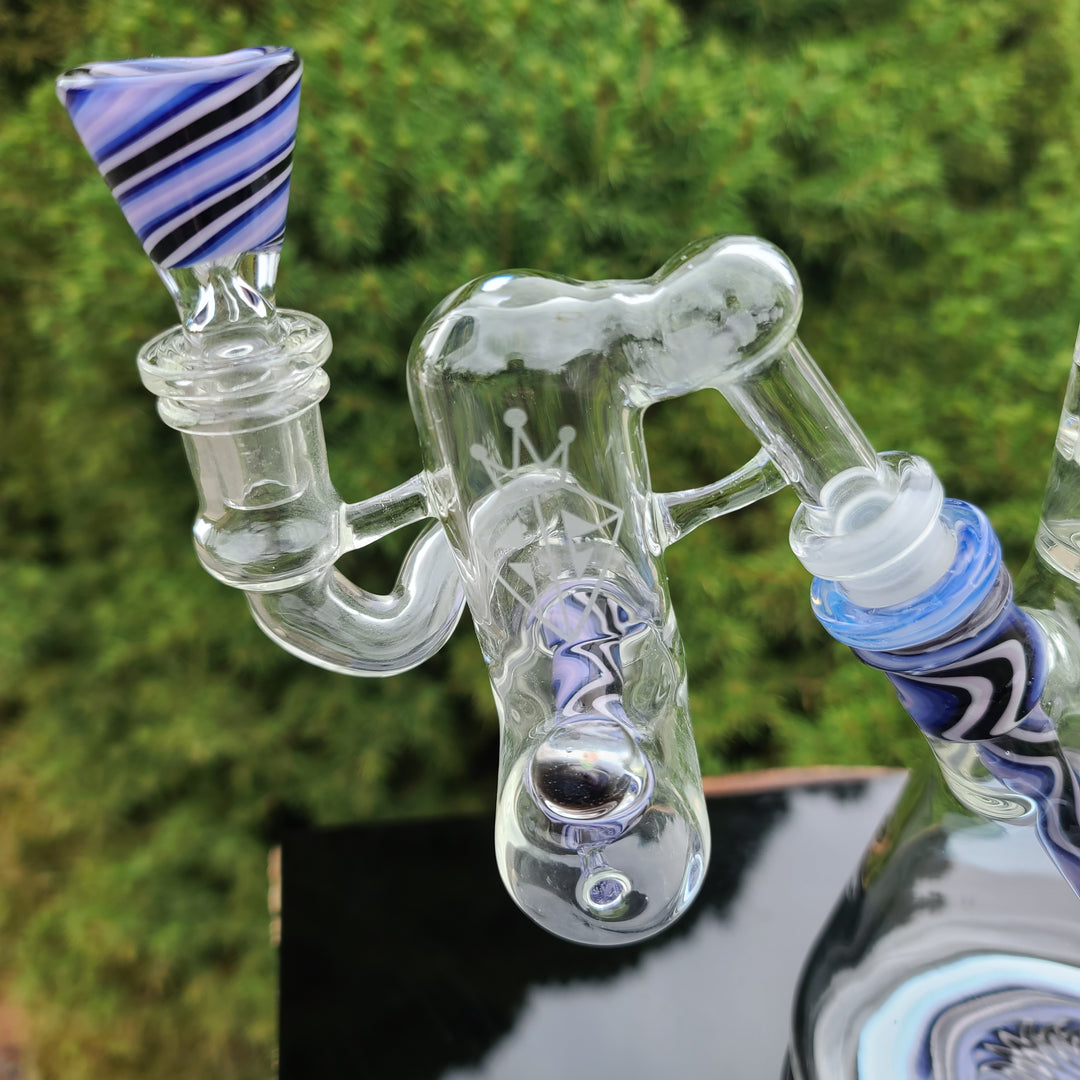 Augy 15" Linework Brick Stack Beaker Bong with Inline Ash Catcher Glass Pipe Augy Glass   