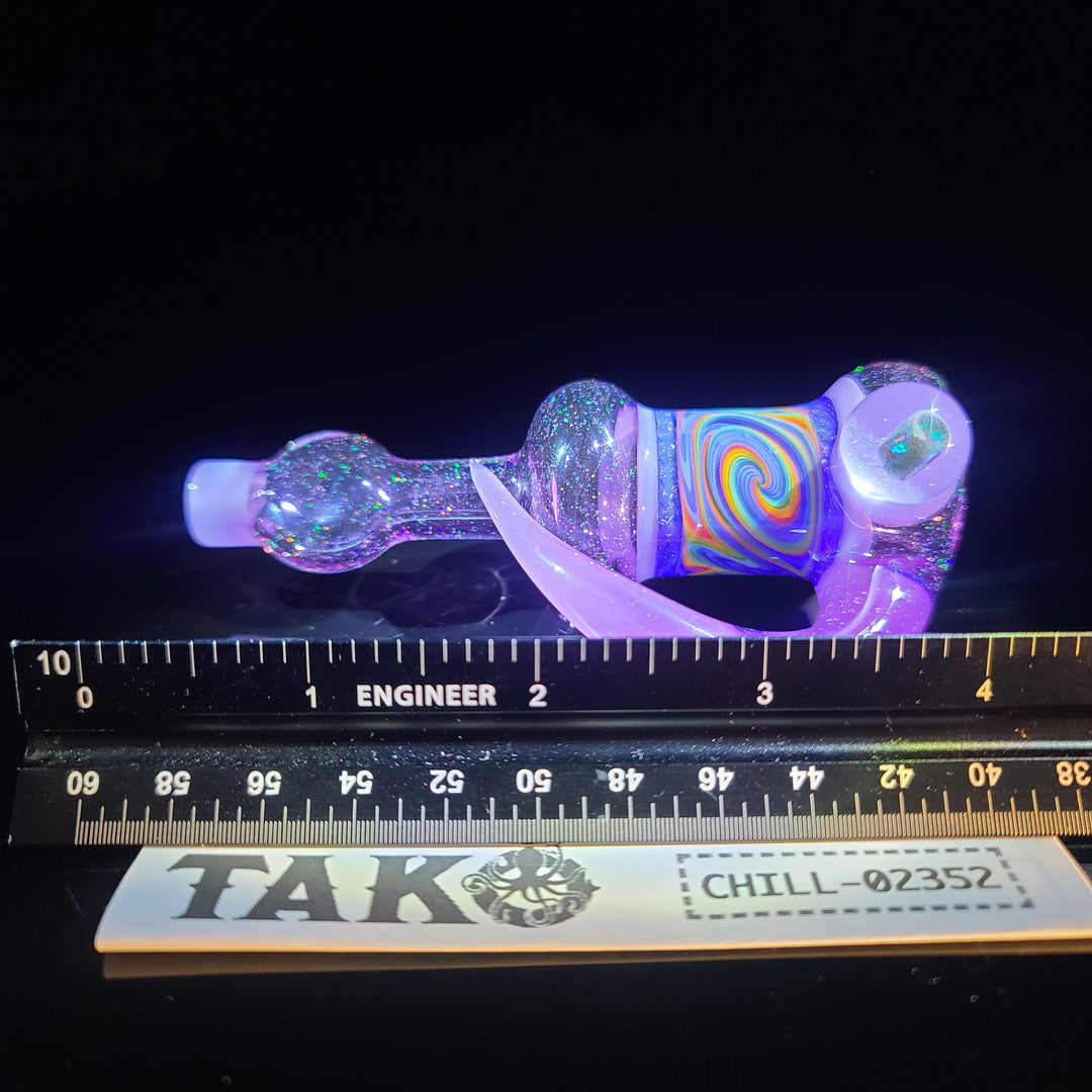 Pink Slyme Flatmouth Chillum with Horn and Opal Glass Pipe Chillery Bogart   