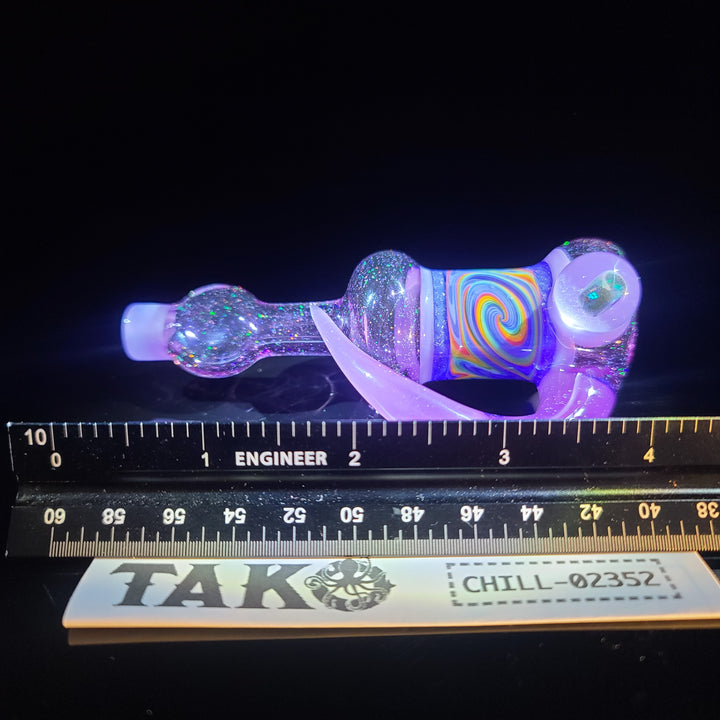 Pink Slyme Flatmouth Chillum with Horn and Opal Glass Pipe Chillery Bogart   