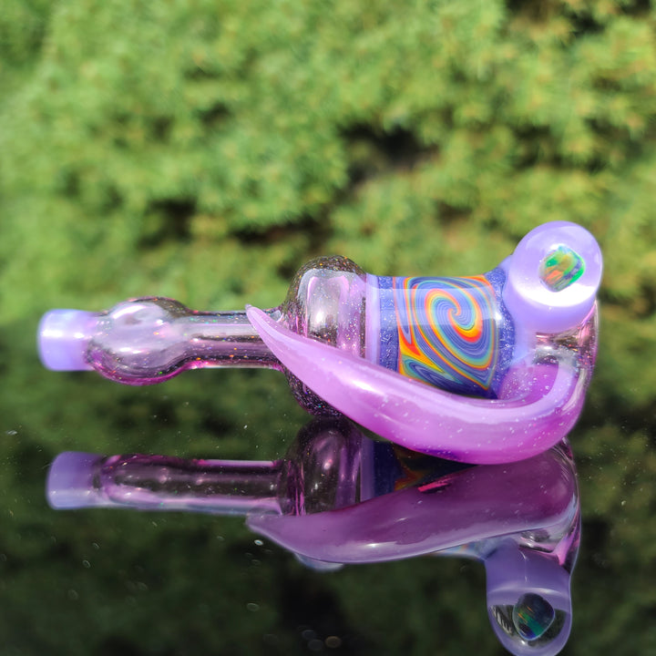 Pink Slyme Flatmouth Chillum with Horn and Opal Glass Pipe Chillery Bogart   