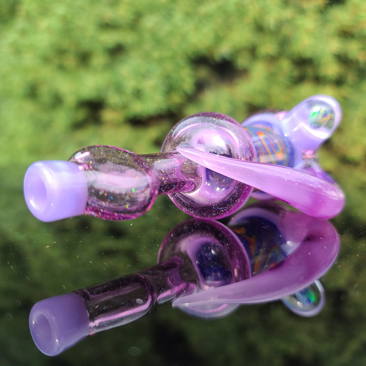 Pink Slyme Flatmouth Chillum with Horn and Opal Glass Pipe Chillery Bogart   
