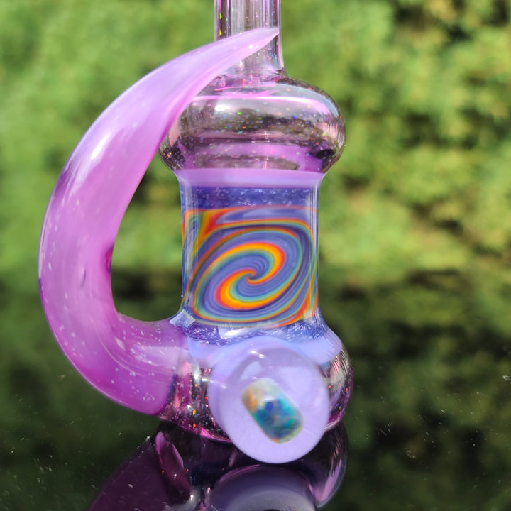 Pink Slyme Flatmouth Chillum with Horn and Opal Glass Pipe Chillery Bogart   